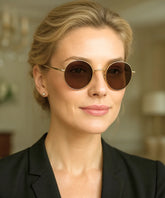 Comprar Óculos de Sol Feminino Redondo Polarizado Metal Dourado UV400 Vintage barato promoção frete grátis - ANELLIMN